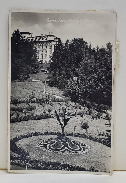 GOVORA , PARCUL HOTELULUI PALACE , CARTE POSTALA ILUSTRATA , 1938