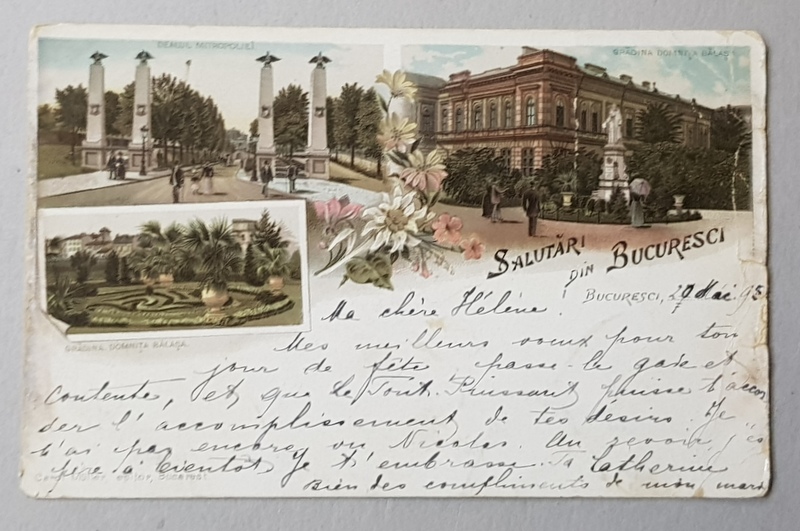 GRADINA DOMNITA BALASA SI DEALUL MITROPOLIEI , CARTE POSTALA ILUSTRATA , CROMOLITOGRAFIE , CLASICA