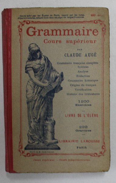 GRAMMAIRE COURS SUPERIEUR par CLAUDE AUGE , 1929
