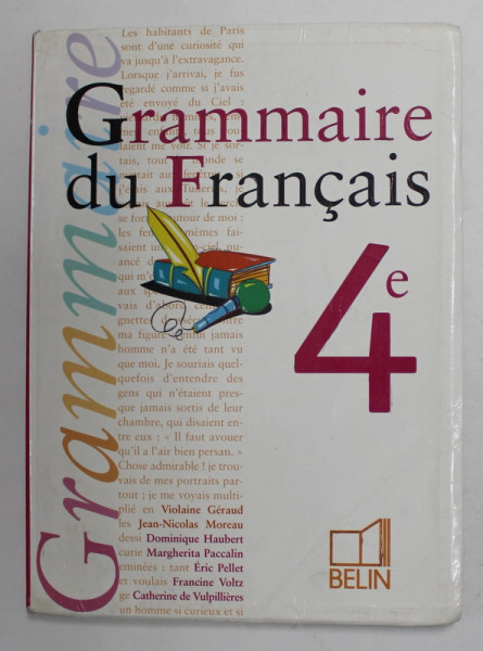 GRAMMAIRE DU FRANCAIS , 4e , par ERIC PELLET ...MARGHERITA PACCALIN , 1998