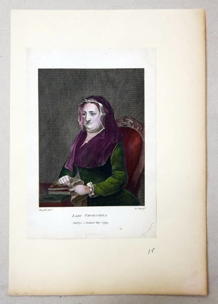 GRAVURA PE ARAMA , LADY THORNHILL de LE COEUR , DATATA 1799