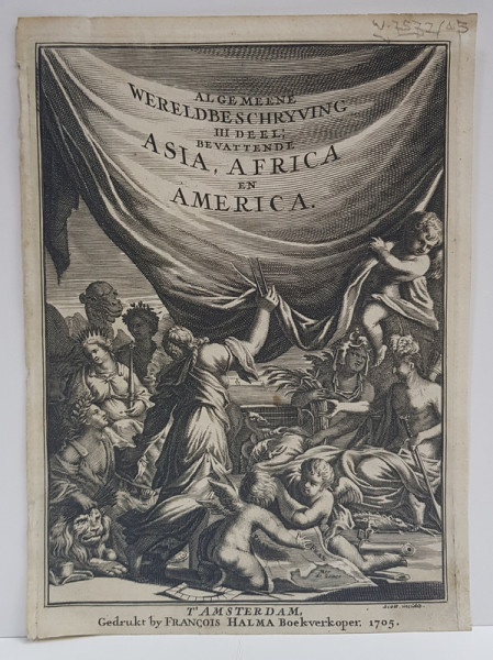 GRAVURA PE METAL , ALEGORIE CU PERSONAJE MITOLOGICE de SCOTT , OLANDA , 1705