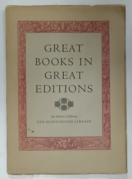 GREAT BOOKS IN GREAT EDITIONS by ROLAND BANGHMAN , 1965