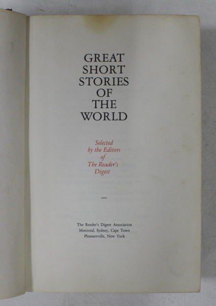 GREAT SHORT STORIES OF THE WORLD , 1974