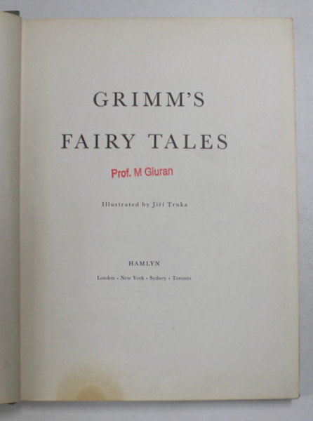 GRIMM 'S FAIRY TALES , illustrated by JIRI TRNKA , 1974 , PREZINTA PETE SI URME DE UZURA