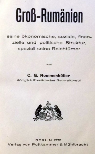 GROB-RUMANIEN von C. G. ROMMENHOLLER , 1926