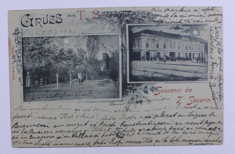 GRUSS AUS T. SEVERIN  - SOUVENIR DE T. SEVERIN , CARTE POSTALA ILUSTRATA , COLAJ FOTOGRAFIC , MONOCROMA , CIRCULATA , CLASICA