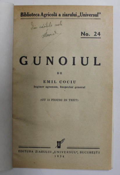 GUNOIUL de EMIL COCIU , 1934