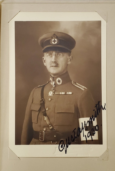 GUSTAV AXEL SMITH , FOTOGRAFIE SEMNATA  SI DEDICATIE  CATRE COLONELUL ( VIITORUL  GENERAL ) DR. I. SAIDAC  1931