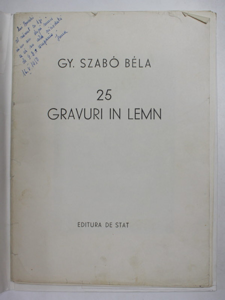 GY. SZABO BELA - 25 GRAVURI IN LEMN  -  1949