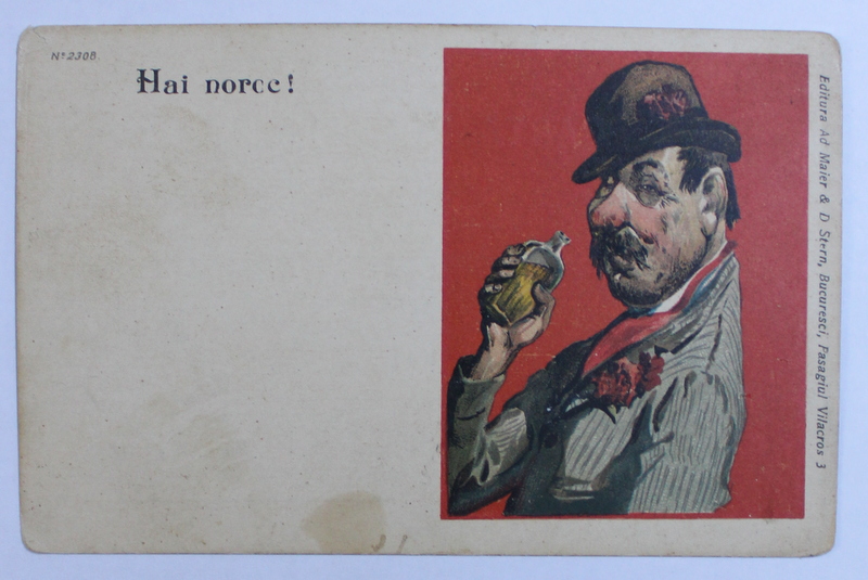 ' HAI NOROC ! ' - CARICATURA , LITOGRAFIE , CARTE POSTALA ILUSTRATA , POLICROMA, NECIRCULATA , CLASICA