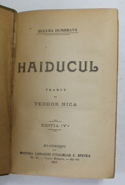 HAIDUCUL de BUCURA DUMBRAVA , EDITIA IV , 1919