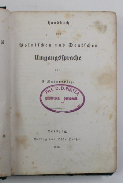 HANDBUCH DER POLNISCHEN UND DEUTSCHEN UMGANGSSPRTACHE , 1863 , FORMAT REDUS