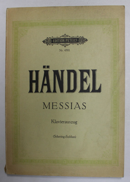 HANDEL - MESSIAS - KLAVIERAUSZUG , PARTITURA , 1939