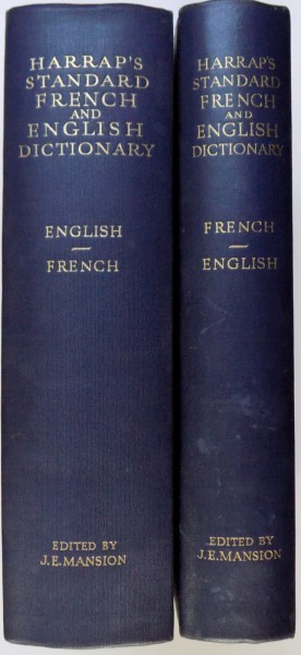 HARRAP ' S STANDARD FRENCH AND ENGLISH DICTIONARY by J. E . MANSION VOL. I - II , 1965