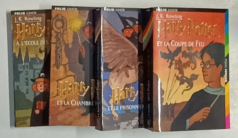 HARRY POTTER par J.K. ROWLING  ,SET DE 4 VOLUME IN ETUI DIN  CARTON , TEXT IN LIMBA FRANCEZA , illustrations par JEAN - CLAUDE GOTTING  , 2000, VEZI DESCRIEREA !