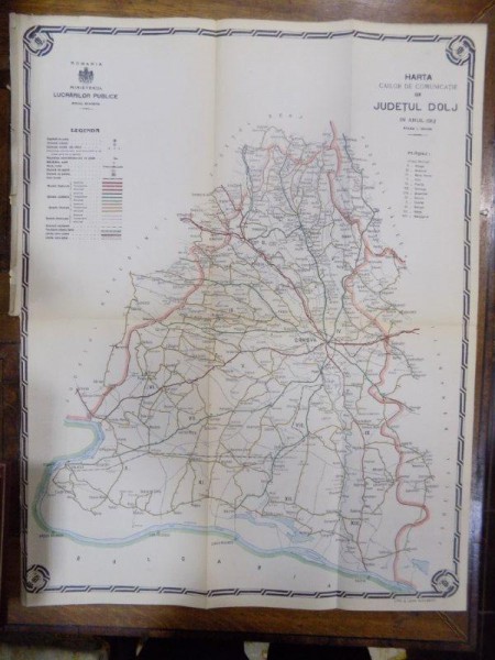 Harta cailor de comunicatie din Judetul Dolj anul 1915