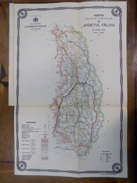 Harta cailor de comunicatie din Judetul Falciu 1915