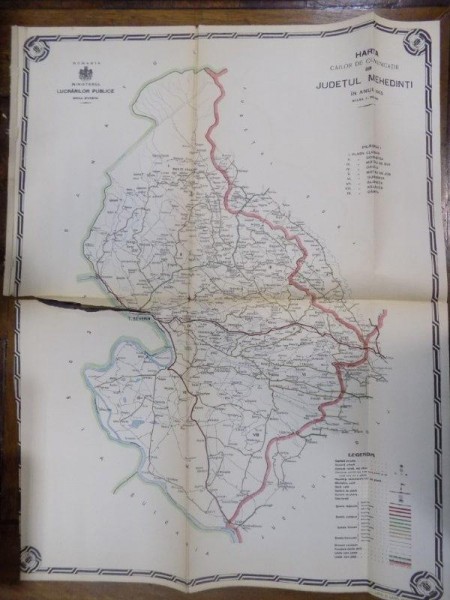 Harta cailor de comunicatie din Judetul Mehedinti 1915