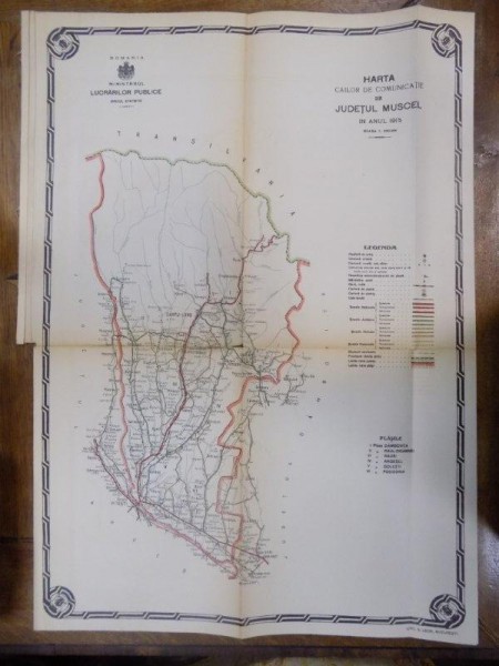 Harta cailor de comunicatie din Judetul Muscel 1915