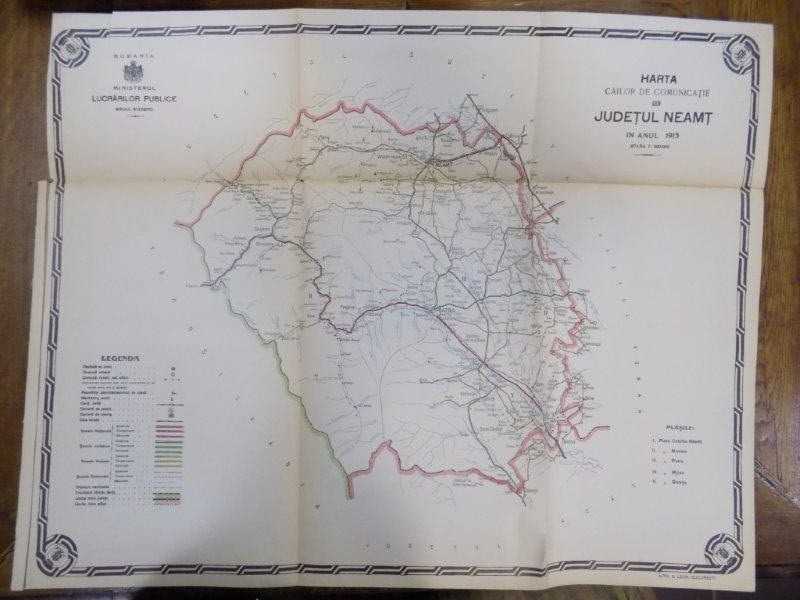 Harta cailor de comunicatie din Judetul Neamt 1915
