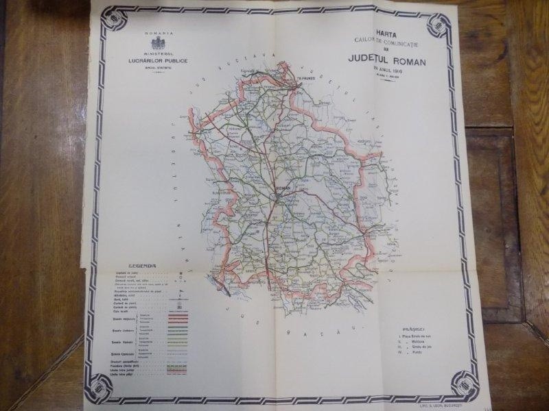 Harta cailor de comunicatie din Judetul Roman1916