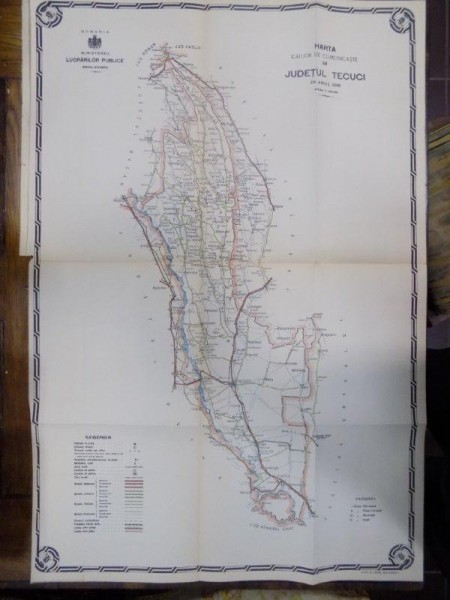 Harta cailor de comunicatie din Judetul Tecuci 1916