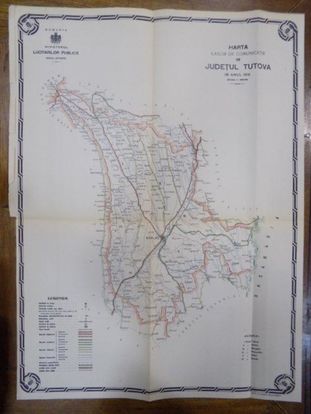 Harta cailor de comunicatie din Judetul Tutova 1916