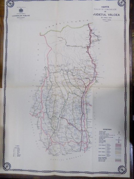 Harta cailor de comunicatie din Judetul Valcea 1916