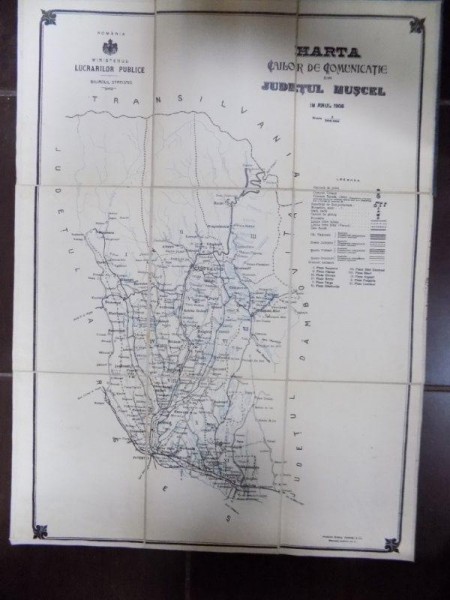 Harta cailor de comunicatie Judetul Muscel, 1908