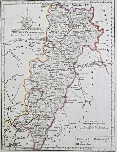Harta Comitatului Caras-Severin, 1800 - Gravura