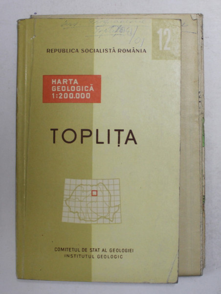 HARTA GEOLOGICA A ROMANIEI 12. TOPLITA , 1968 , TEXT IN ROMANA SI FRANCEZA