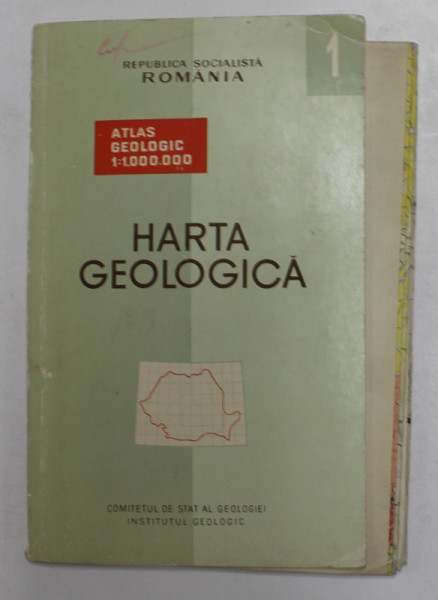 HARTA GEOLOGICA A R.S.R. , TEXT IN ROMANA SI FRANCEZA , 1967 , TIPARITA FATA - VERSO