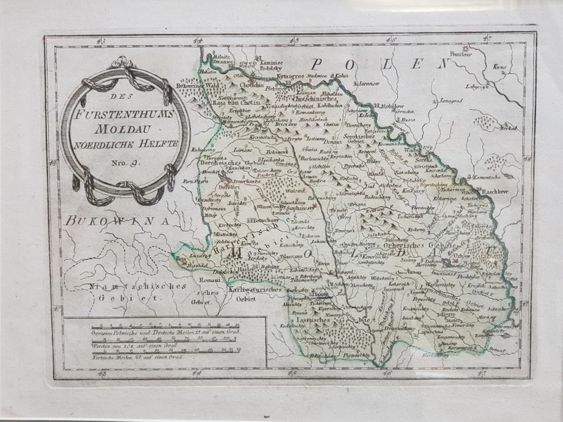 Harta Moldovei, Joseph von Reilly - Gravura colorata, 1791