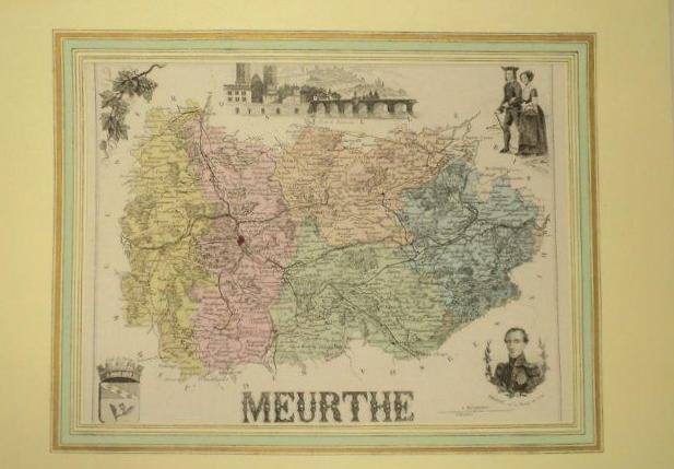 Harta regiunii Meurthe Franta, 1870
