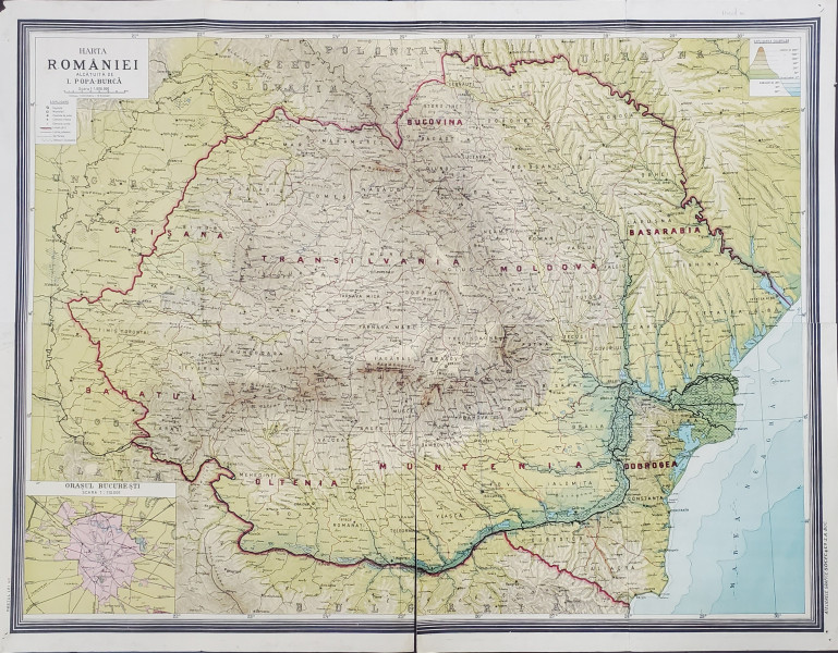 Harta Romaniei alcatuita de I. Popa Burca