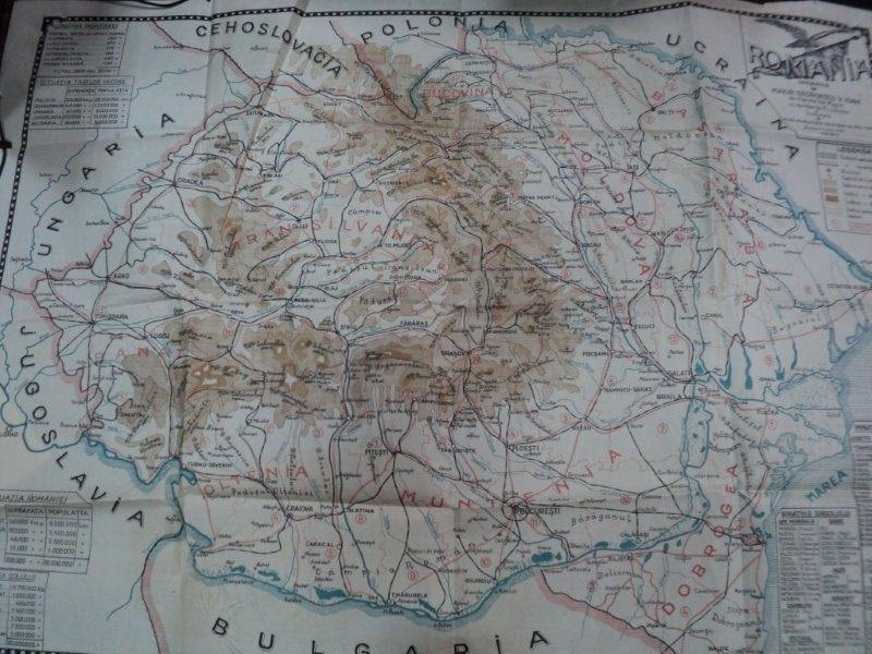Harta Romaniei Mari, intocmita de Maior Georgescu  Ioan 1930
