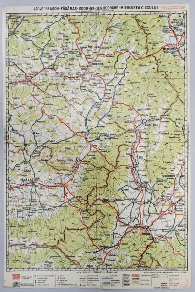 HARTA ZONEI BRASOV - FAGARAS - ODORHEI - SF. GHEORGHE - MIERCUREA CIUCULUI , LITOGRAFIE de M.D MOLDOVEANU , 1936