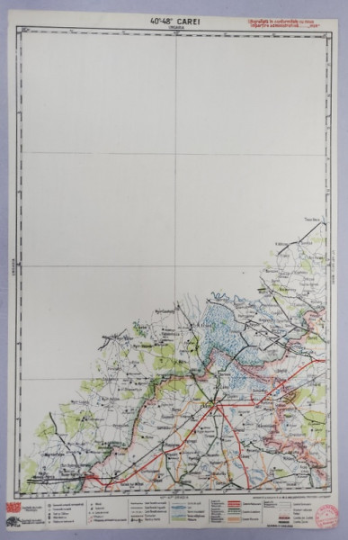 HARTA ZONEI CAREI   , LITOGRAFIE de M.D. MOLDOVEANU , 1936