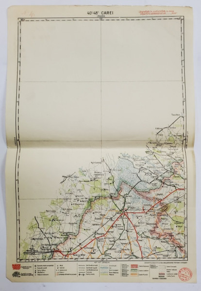 HARTA ZONEI CAREI  , LITOGRAFIE DE M.D. MOLDOVEANU , 1936, POLICROMA