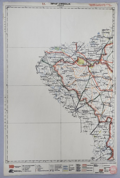 HARTA ZONEI JIMBOLIA  , LITOGRAFIE de M.D. MOLDOVEANU , 1936