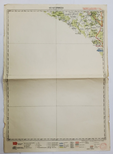 HARTA ZONEI OPANCEA  , LITOGRAFIE DE M.D. MOLDOVEANU , 1936, POLICROMA