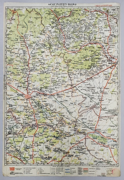 HARTA ZONEI PLOIESTI - BUZAU , LITOGRAFIE de M.D. MOLDOVEANU , 1936