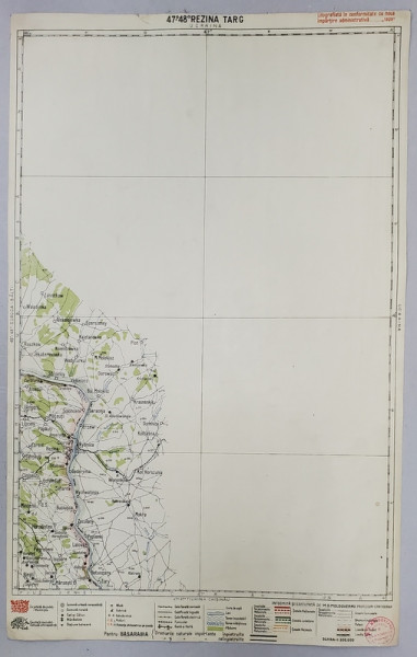 HARTA ZONEI REZINA TARG , LITOGRAFIE de M.D. MOLDOVEANU , 1936