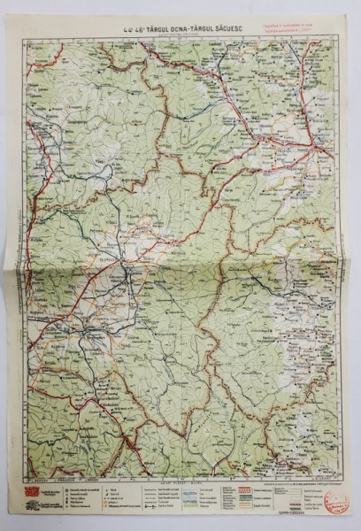 HARTA ZONEI TARGUL OCNA - TARGUL SECUIESC  , LITOGRAFIE DE M.D. MOLDOVEANU , 1936, POLICROMA