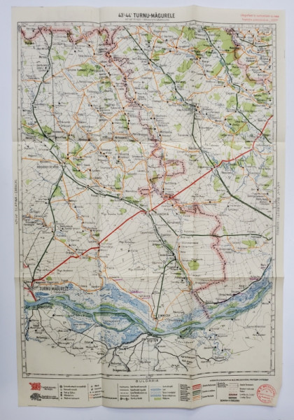 HARTA ZONEI TURNU - MAGURELE , SCARA 1/ 300.000 , de  PROF. CARTOGRAF M.D. MOLDOVEANU , INTERBELICA