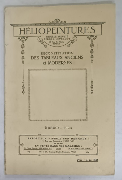 HELIOPEINTURES , RECONSTITUTION DES TABLEAUX ANCIENS ET MODERNES , ALBUM , 1923