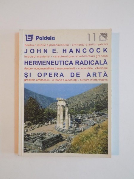 HERMENEUTICA RADICALA SI OPERA DE ARTA de JOHN HANCOCK  2001