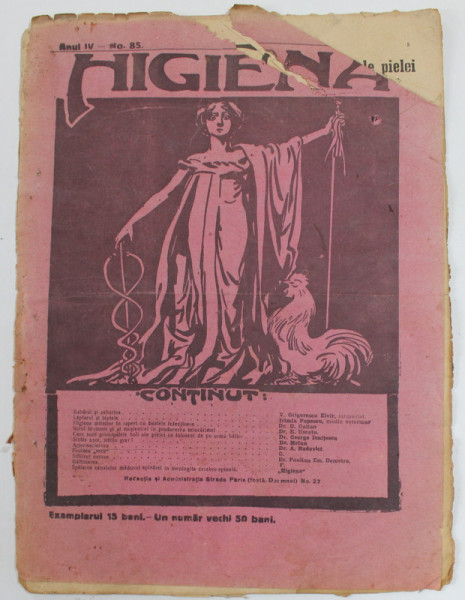 HIGIENA , REVISTA PENTRU PREINTAMPINAREA BOLILOR SI PASTRAREA SANATATII , ANUL II , NR. 40-41 , 1- 15 SEPT.  1913