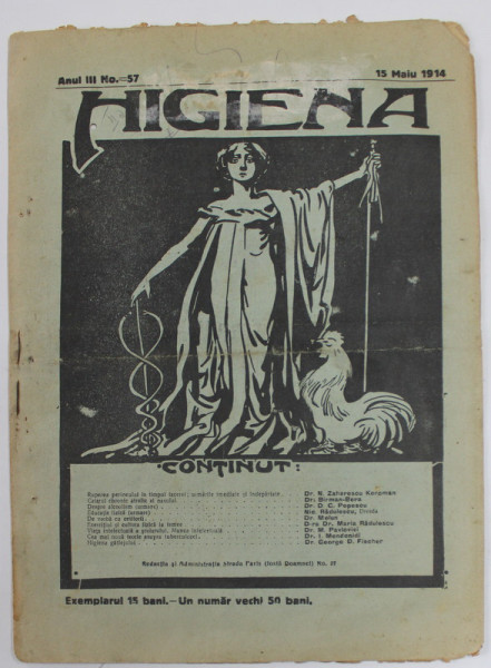 HIGIENA , REVISTA PENTRU PREINTAMPINAREA BOLILOR SI PASTRAREA SANATATII , ANUL III , NR. 57 , 1 MAI . 1914